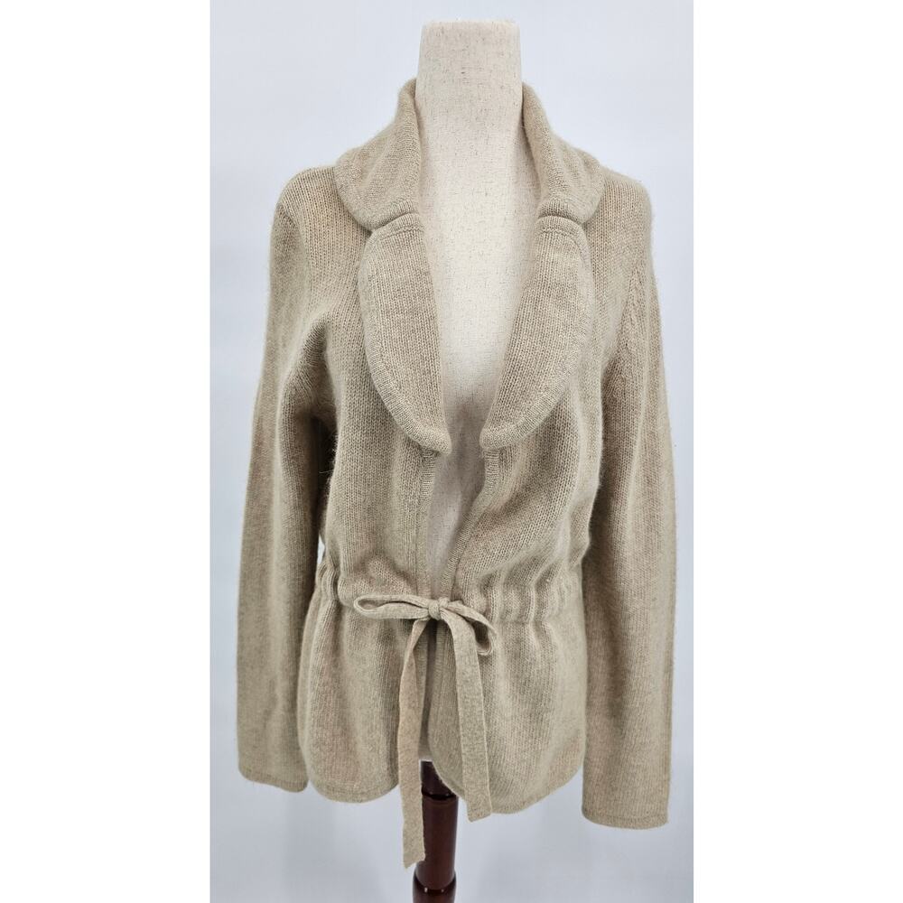 Kenar Women's Size L Beige Rabbit Hair & Lambs Wool Knit Cardigan
